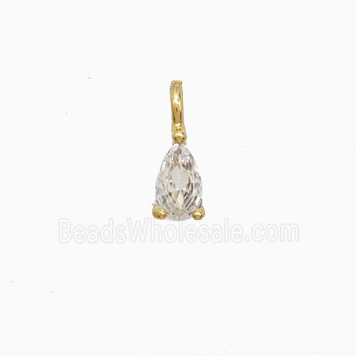 Copper Teardrop Pendant Pave Zirconia Gold Plated