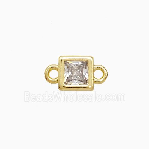 Copper Square Connector Pave Zirconia Gold Plated