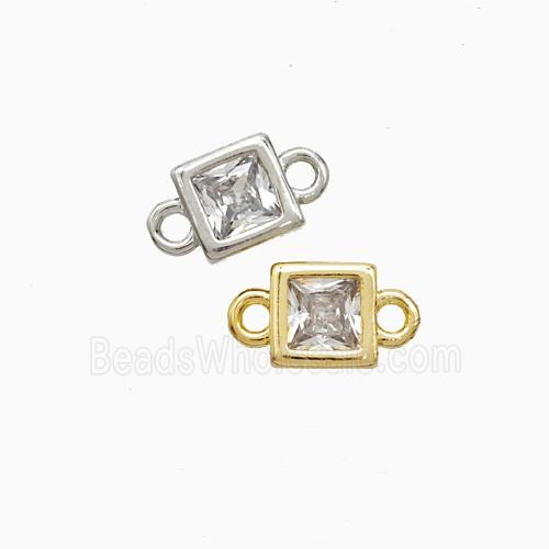 Copper Square Connector Pave Zirconia Mixed
