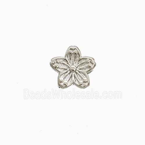 Copper Flower Beads Platinum Plated
