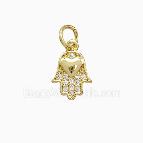 Copper Hamsahand Pendant Pave Zirconia Gold Plated