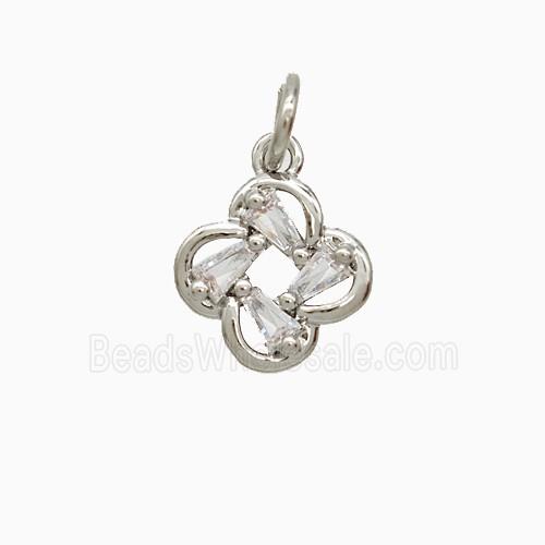 Copper Clover Pendant Pave Zirconia Platinum Plated
