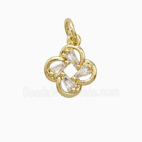 Copper Clover Pendant Pave Zirconia Gold Plated