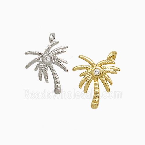 Coconut Tree Charms Copper Palm Pendant Pave Zirconia Mixed