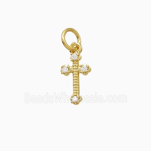 Copper Cross Pendant Pave Zirconia Gold Plated