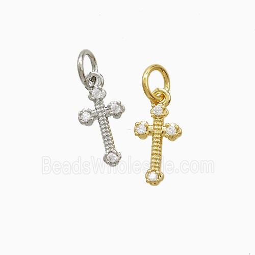 Copper Cross Pendant Pave Zirconia Mixed