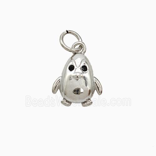 Copper Penguin Pendant Platinum Plated