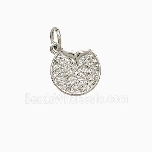 Copper Shark-tail Pendant Circle Hammered Platinum Plated