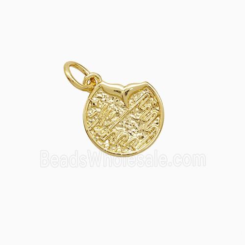 Copper Shark-tail Pendant Circle Hammered Gold Plated