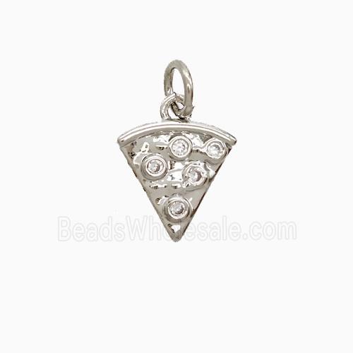 Copper Pizza Slice Pendant Pave Zirconia Platinum Plated