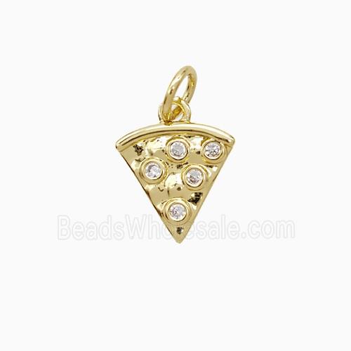 Copper Pizza Slice Pendant Pave Zirconia Gold Plated