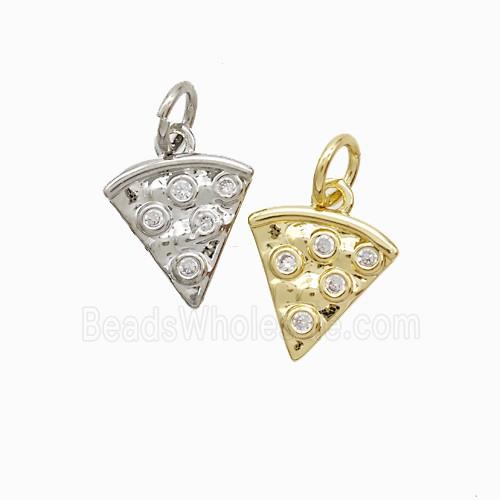 Copper Pizza Slice Pendant Pave Zirconia Mixed
