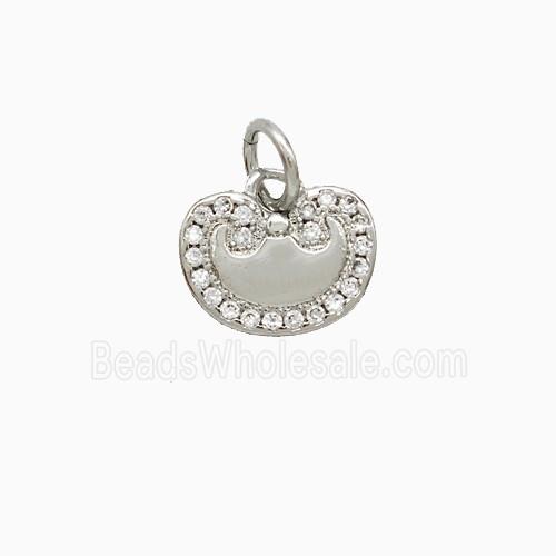 Chinese Lucky Lock Charms Copper Pendant Pave Zirconia Platinum Plated