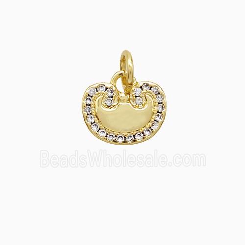 Chinese Lucky Lock Charms Copper Pendant Pave Zirconia Gold Plated