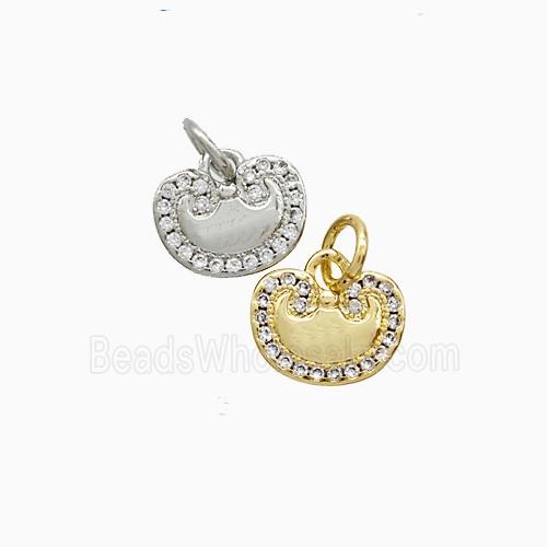 Chinese Lucky Lock Charms Copper Pendant Pave Zirconia Mixed