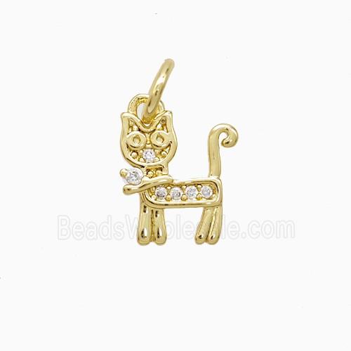 Copper Cat Pendant Pave Zirconia Gold Plated