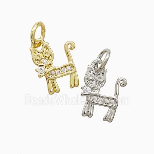 Copper Cat Pendant Pave Zirconia Mixed