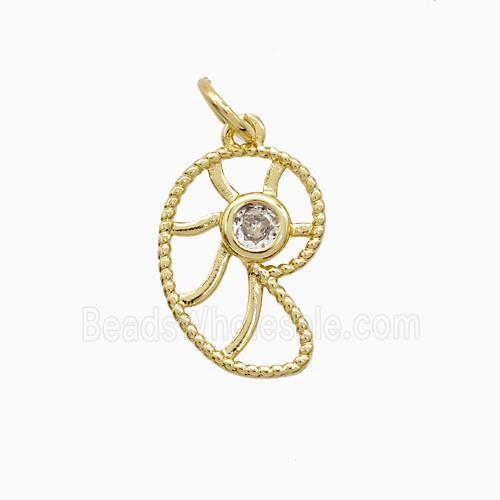 Copper Pendant Pave Zircon, Gold Plated