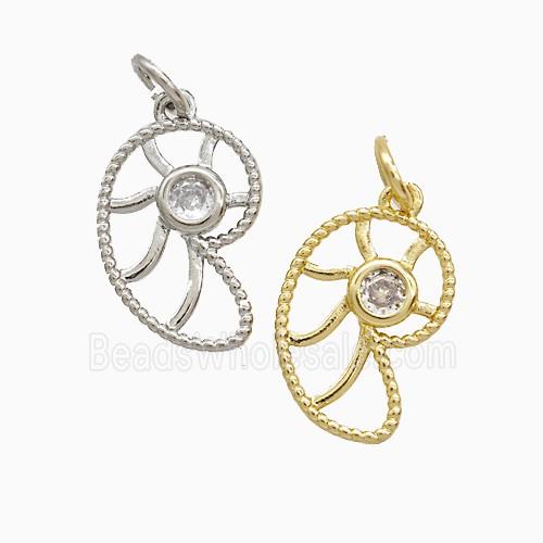 Copper Pendant Pave Zircon, Gold Plated