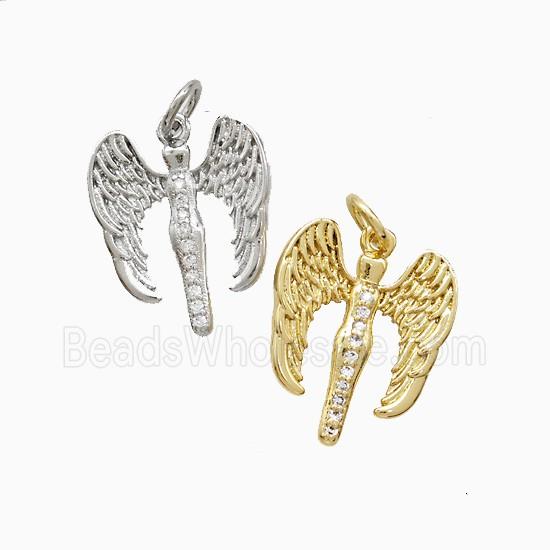 Copper Pendant Pave Zircon, Gold Plated
