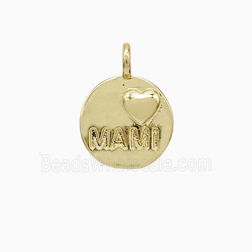 Copper Pendant Pave Zircon, Gold Plated