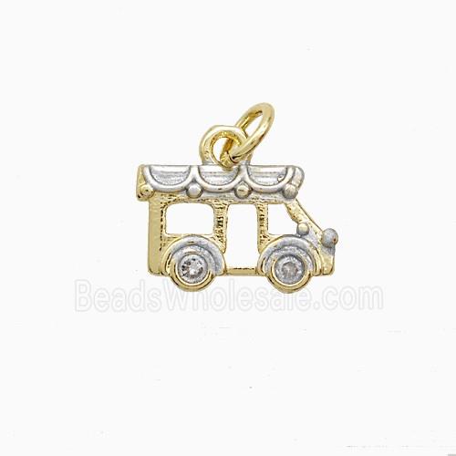 Copper Pendant Pave Zircon, Gold Plated