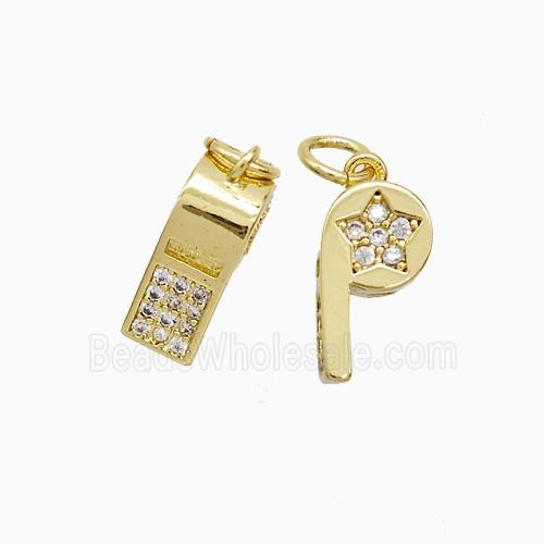 Copper Pendant Pave Zircon, Gold Plated