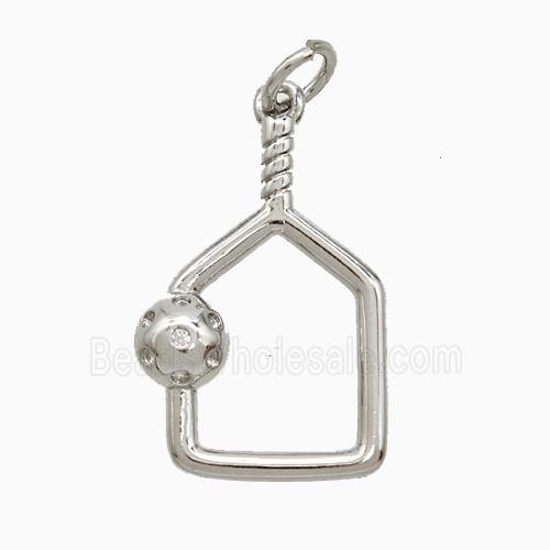 Copper Pendant Pave Zircon, Gold Plated