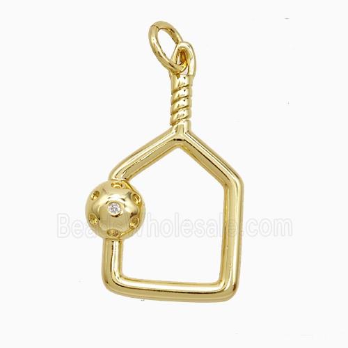 Copper Pendant Pave Zircon, Gold Plated