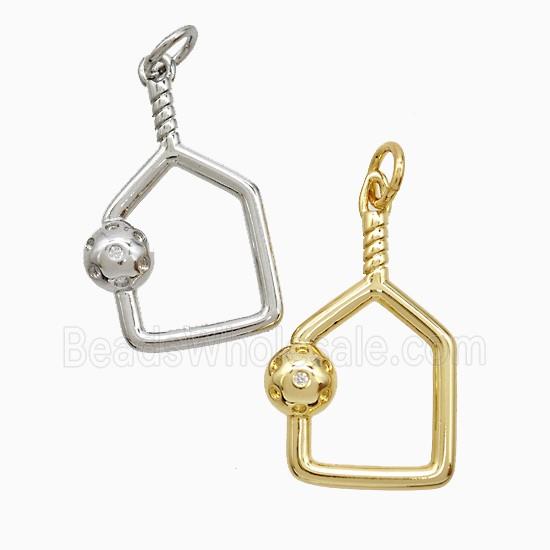 Copper Pendant Pave Zircon, Gold Plated