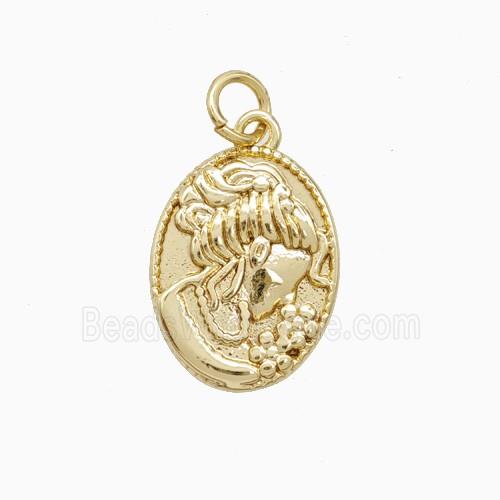 Copper Pendant Pave Zircon, Gold Plated