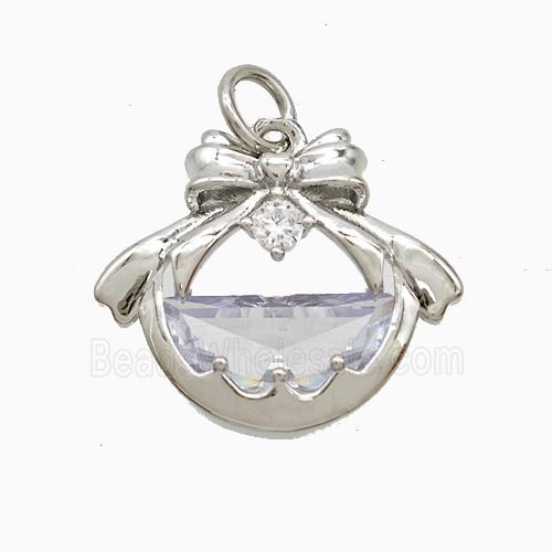 Copper Pendant Pave Zircon, Gold Plated