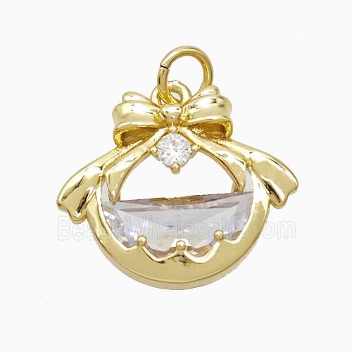 Copper Pendant Pave Zircon, Gold Plated