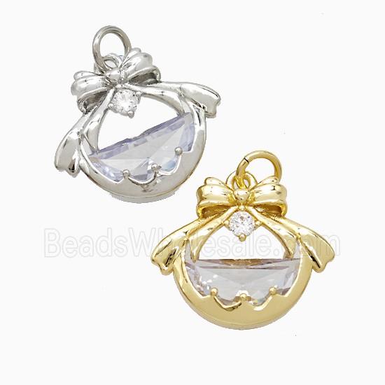 Copper Pendant Pave Zircon, Gold Plated