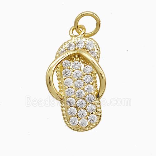 Copper Pendant Pave Zircon, Gold Plated
