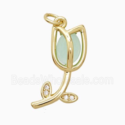 Copper Pendant Pave Zircon, Gold Plated