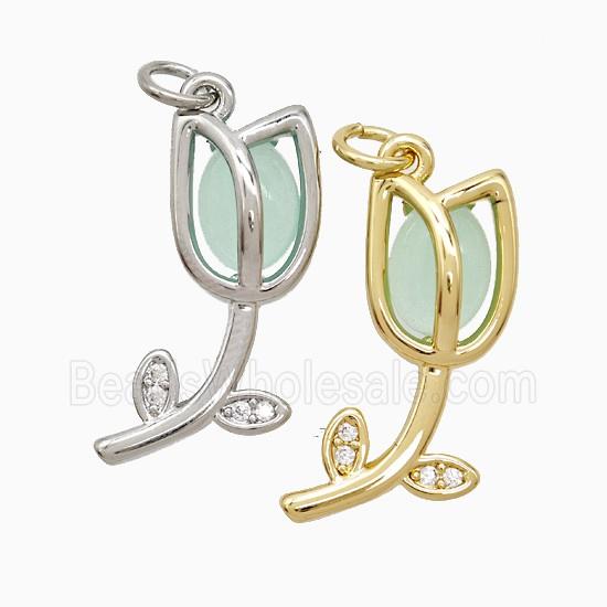Copper Pendant Pave Zircon, Gold Plated