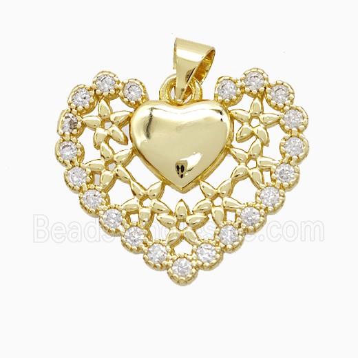 Copper Pendant Pave Zircon, Gold Plated