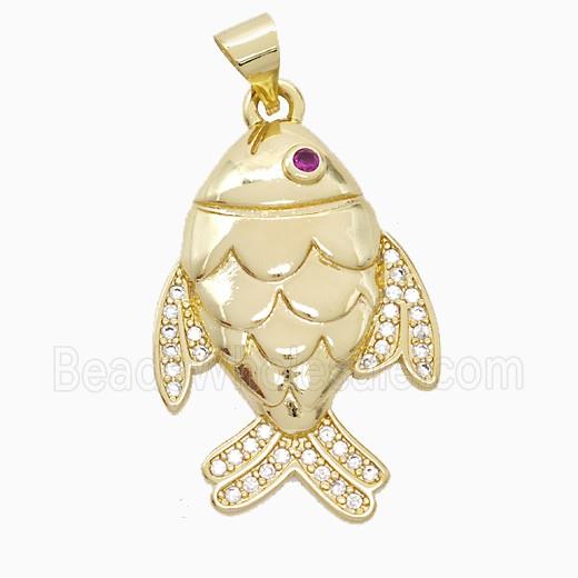 Copper Pendant Pave Zircon, Gold Plated