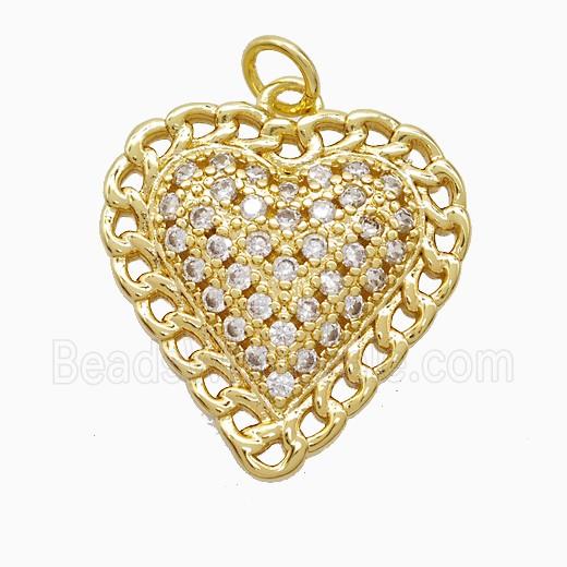 Copper Pendant Pave Zircon, Gold Plated