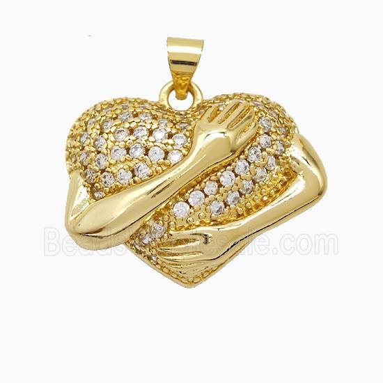 Copper Pendant Pave Zircon, Gold Plated