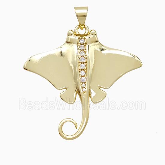 Copper Pendant Pave Zircon, Gold Plated