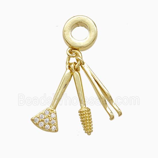 Copper Pendant Pave Zircon, Gold Plated