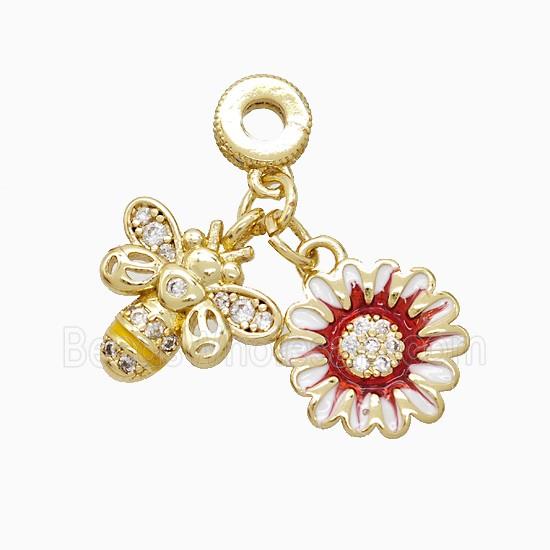 Copper Pendant Pave Zircon, Gold Plated