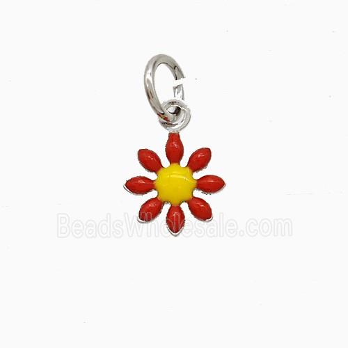 Enamel Copper Pendant Pave Zircon, Gold Plated