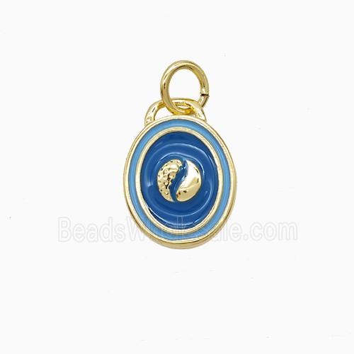 Enamel Copper Pendant, Gold Plated