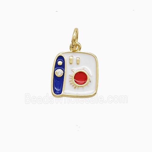 Enamel Copper Pendant, Gold Plated
