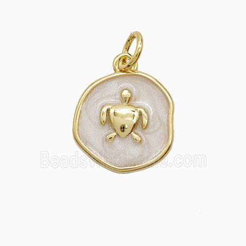 Enamel Copper Pendant, Gold Plated
