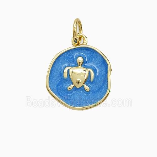 Enamel Copper Pendant, Gold Plated
