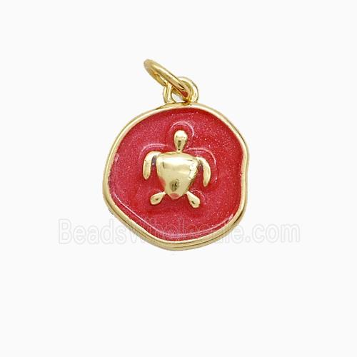 Enamel Copper Pendant, Gold Plated
